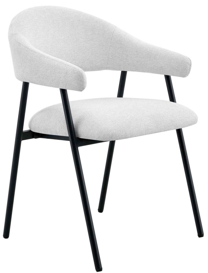 Chaise de salle à manger design revêtement en tissu blanc et pieds en acier noir L.56 x P.58.5 x H.81 cm collection ASPEN