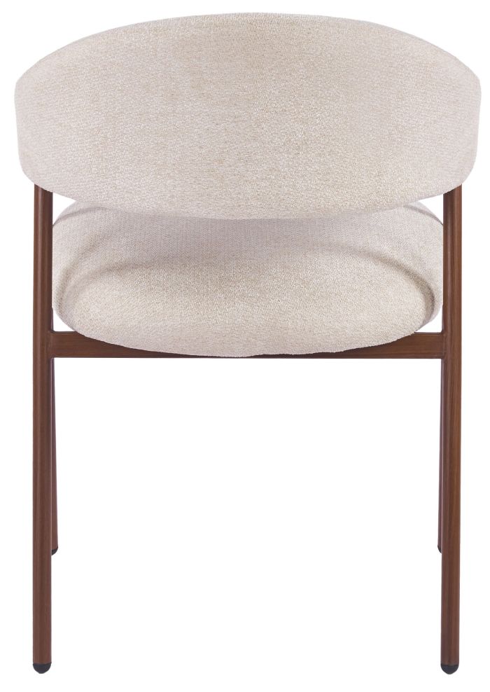 Chaise de salle à manger design revêtement en tissu beige et pieds en acier effet noyer L.56 x P.58.5 x H.81 cm collection ASPEN