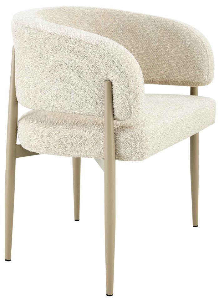 Chaise de salle à manger design revêtement en tissu beige et pieds en acier beige L.65 x P.54 x H.78 cm collection LOTUS
