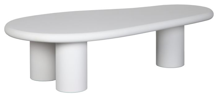 Table basse design en bois mdf et microciment coloris blanc L.160 x P.80 x H.41.5 cm collection TARANTO