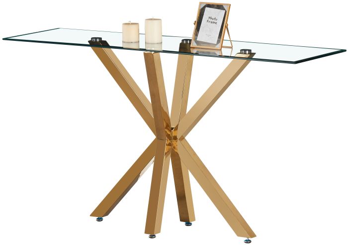 Console design plateau en miroir avec piètement en acier inoxydable poli collection RUSSO L. 150 x P. 45 x H. 80 cm