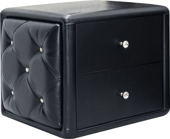 Chevet - table de nuit noir design en bois mdf L. 40 x P. 47 x H. 43 cm Collection Velho