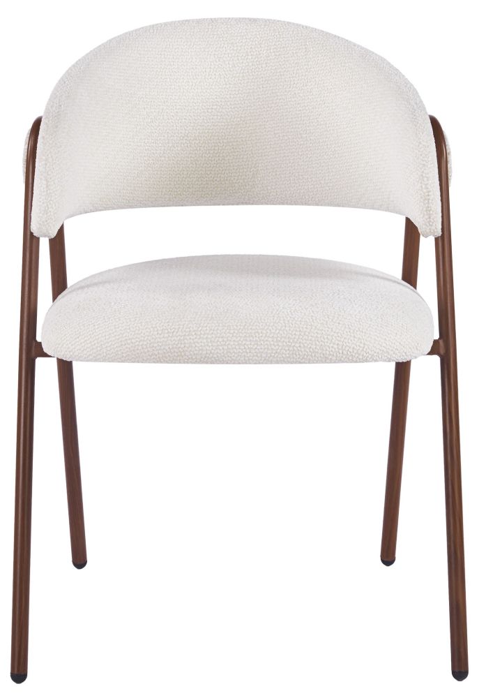 Chaise de salle à manger design revêtement en tissu blanc et pieds en acier effety noyer L.55.5 x P.55 x H.80 cm collection KYOTO