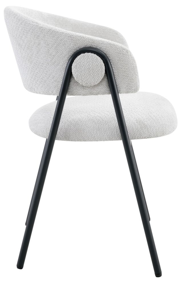 Chaise de salle à manger design revêtement en tissu beige et pieds en acier noir L.55.5 x P.55 x H.80 cm collection KYOTO