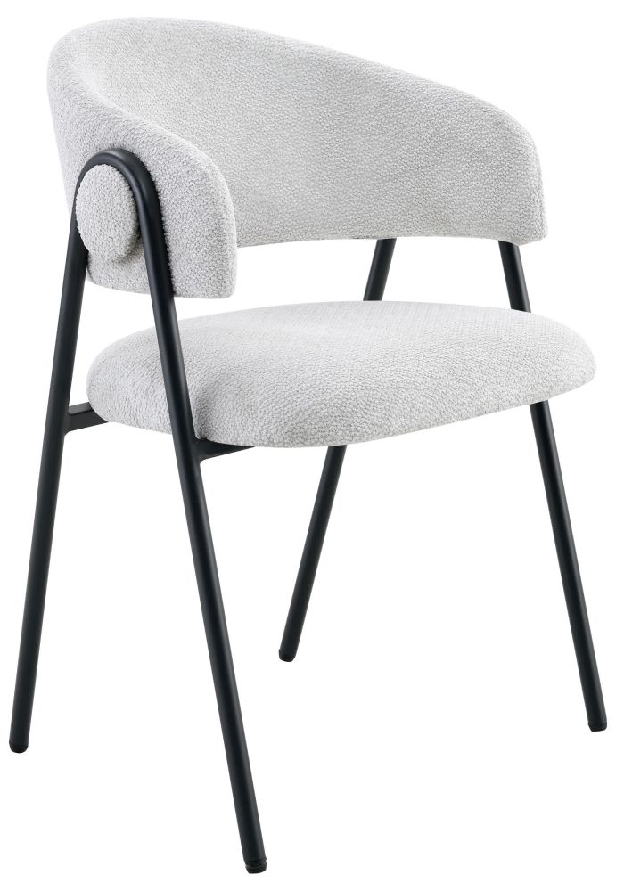 Chaise de salle à manger design revêtement en tissu beige et pieds en acier noir L.55.5 x P.55 x H.80 cm collection KYOTO