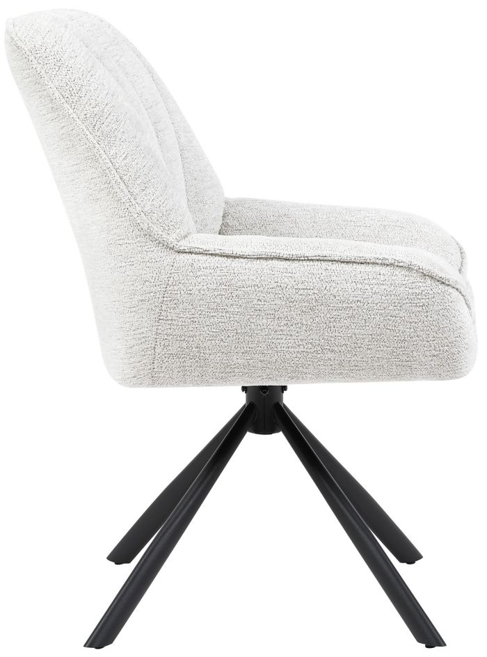 Chaise de salle à manger design revêtement en tissu beige et pieds en acier noir L 62 x P 64 x H 84.5 cm collection YUNA