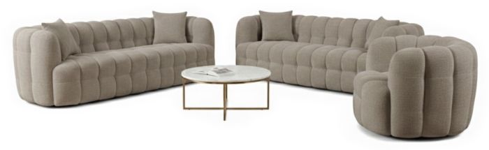 Ensemble canapés 3+3+1 design en tissu coloris beige collection ARIES