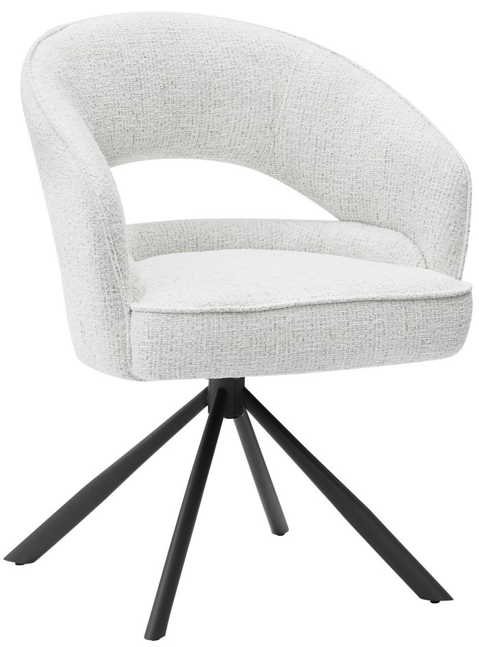 Chaise de salle à manger design revêtement en tissu beige et pieds en acier noir L 62 x P 63 x H 86 cm collection JENNIE