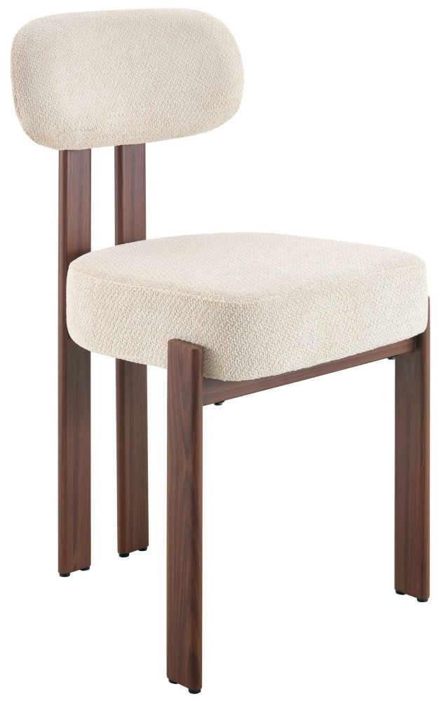 Chaise de salle à manger design revêtement en tissu beige et pieds en acier noir L.49 x P.53 x H.83 cm collection AMBER