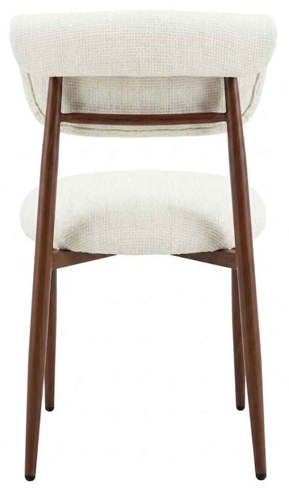 Chaise de salle à manger design revêtement en tissu beige et pieds en acier effet noyer L.48 x P.58.5 x H.80.5 cm collection RAVELLO
