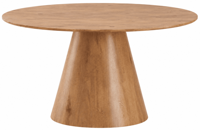 Table de salle à manger ronde design en MDF coloris chêne D.120 x H.76 cm collection MARAIS