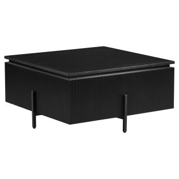 Design salontafel met blad van MDF-fineer en zwarte stalen poten, 90 x 90 x 43 cm, GUSTA collectie