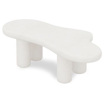 MILA design salontafel uit de MILA collectie, gemaakt van MDF-hout met een witte lakafwerking in betonlook, afmetingen: L.130 x D.65 x H.42 cm