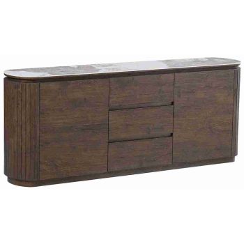 MAYFAIR collectie, dressoir van walnootkleurig MDF met keramisch blad, B 200 x D 40 x H 80 cm