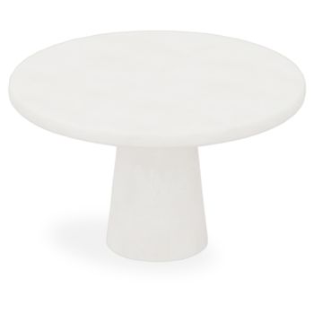 Design eettafel met rond MDF-blad en witte gelakte afwerking met betonlook, 130 x 77 cm, MILA collectie