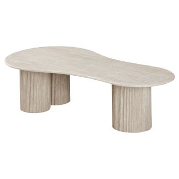 Design salontafel met blad van kunstmarmer en beige MDF-poten, L.150 x D.80 x H.39,5 cm, DEBRA collectie